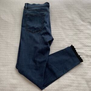 Size 12 Ann Taylor The Skinny Modern Fit Blue Jeans with Black Embellishment